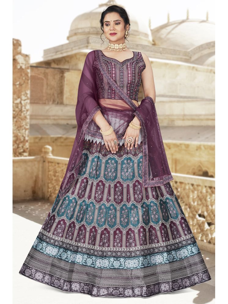     			KRIMMPLE Purple Silk A-line Stitched Lehenga Single