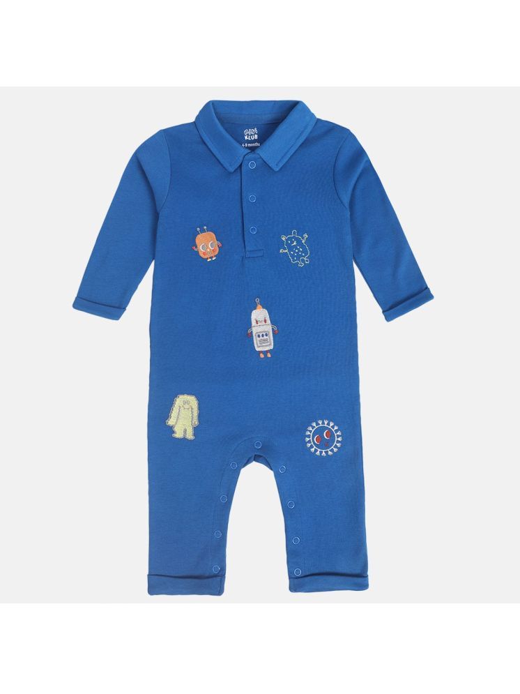     			MINI KLUB Blue Cotton Rompers For Baby Boy ( Pack of 1 )