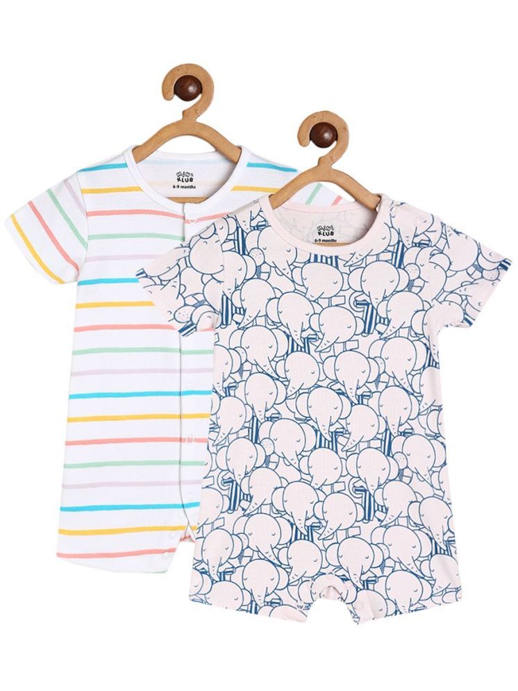     			MINI KLUB Multi Color Cotton Rompers For Baby Boy ( Pack of 2 )