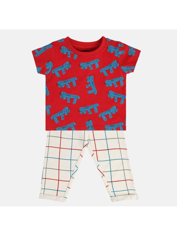     			MINI KLUB Multi Cotton Baby Boy T-Shirt & Trouser ( Pack of 2 )