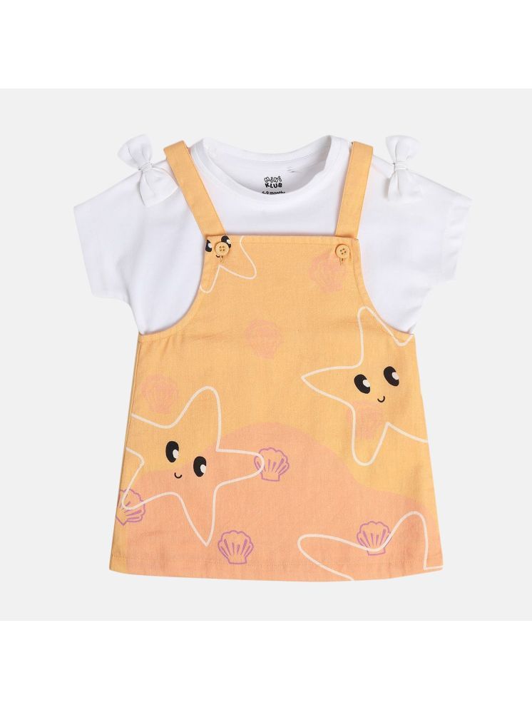     			MINI KLUB Orange Cotton Baby Girl Dungaree Sets ( Pack of 1 )