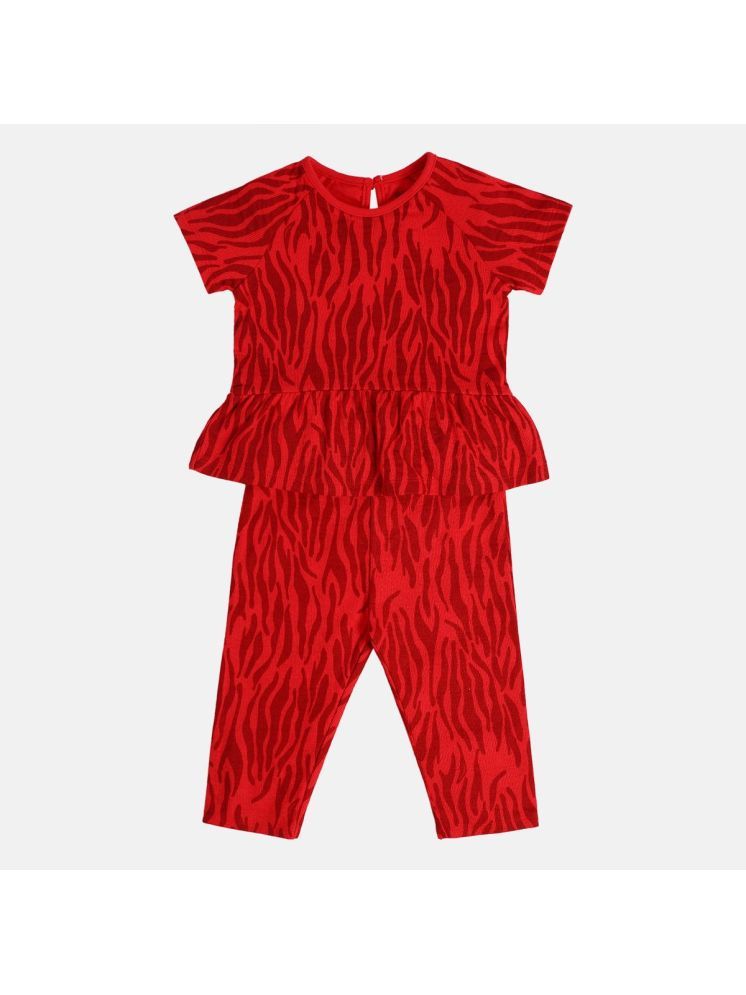     			MINI KLUB Pack of 1 Baby Girls Cotton Top & Trouser ( Red )