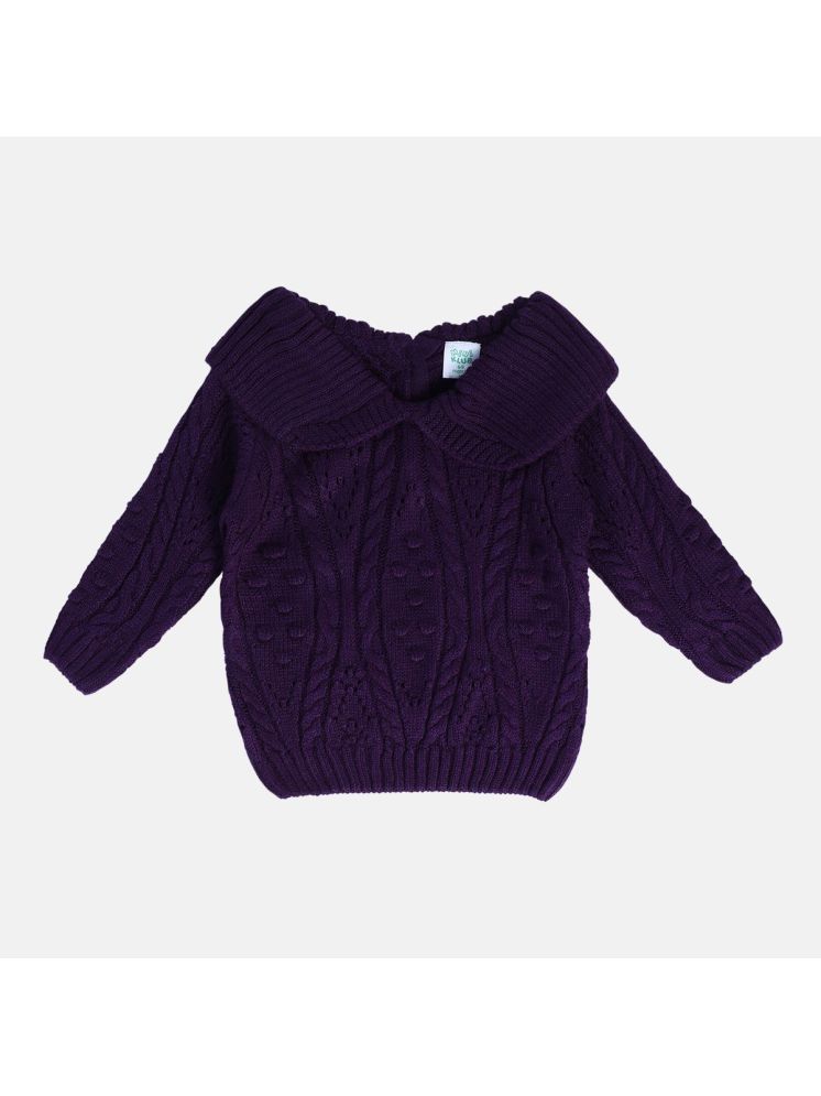     			Miniklub Baby Girls Collar Full Sleeve Knit Sweater (Purple Color)