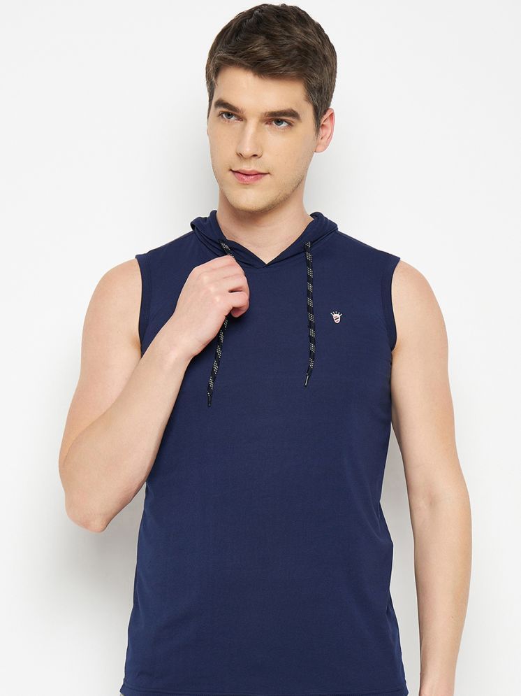     			RELANE Cotton Blend Regular Fit Solid Sleeveless Men's Hooded T-Shirt - Navy ( Pack of 1 )