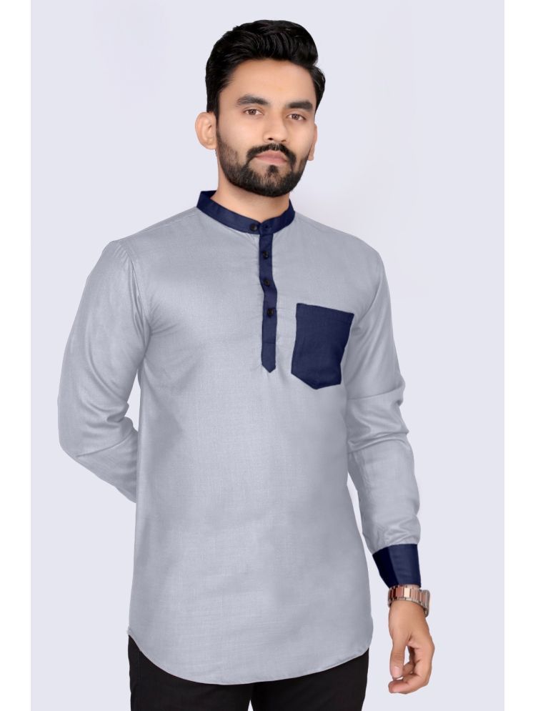     			S.K. CASUAL Grey Cotton Men's Shirt Style Kurta ( Pack of 1 )