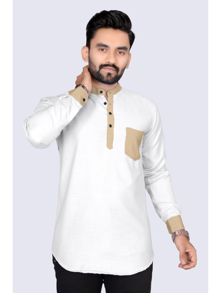     			S.K. CASUAL White Cotton Men's Shirt Style Kurta ( Pack of 1 )