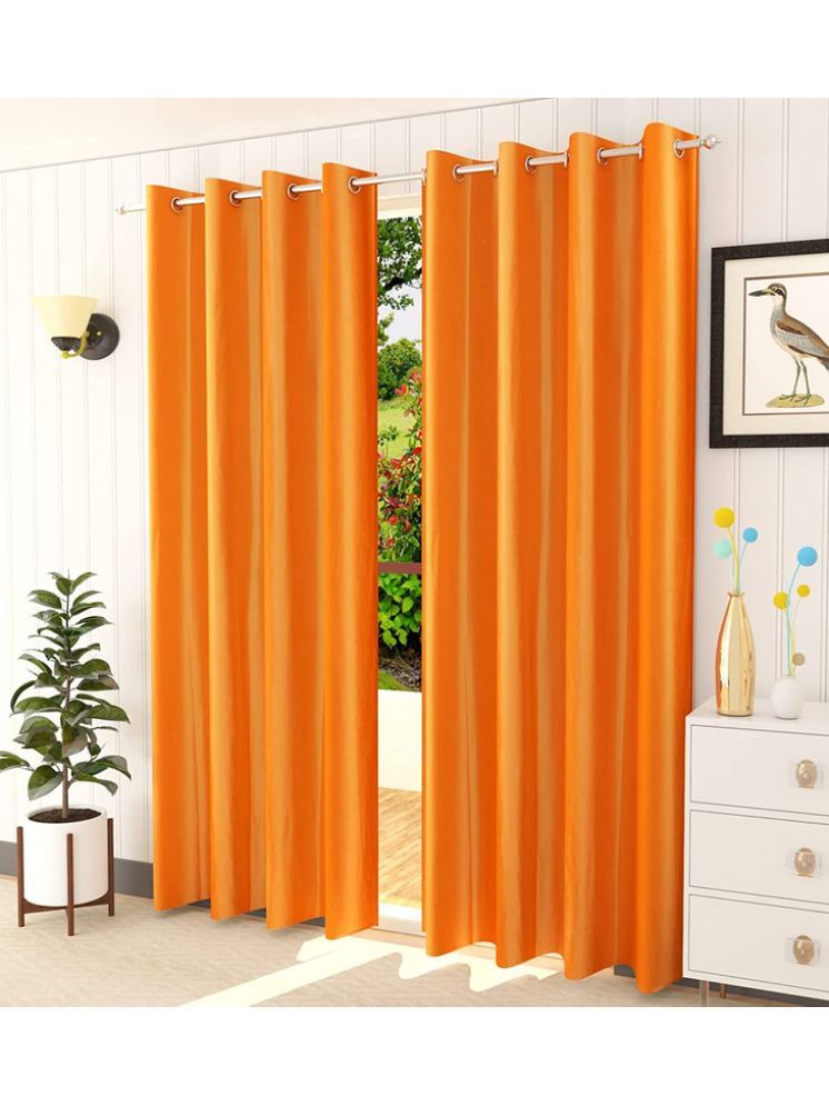     			THE LAILA Solid Room Darkening Ring Rod Curtain 5 ft ( Pack of 2 ) - ORANGE