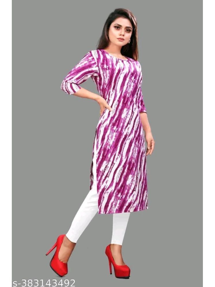     			VACHHARAJ GROUP Crepe Printed Straight Women's Kurti - Purple ( Pack of 1 )