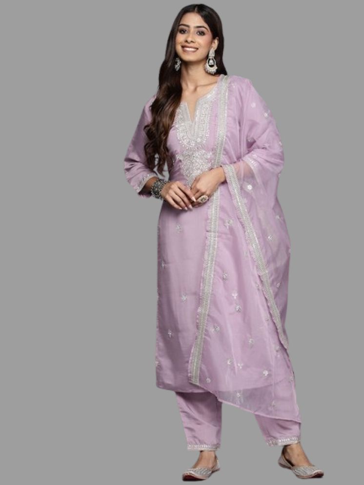     			VARNI VESH Cotton Silk Embroidered Kurti With Pants Women's Stitched Salwar Suit - Pink ( Pack of 1 )