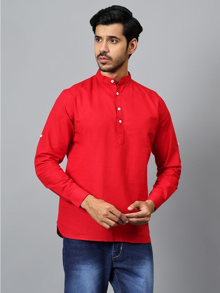     			Yugnik Red Cotton Men's Regular Kurta ( Pack of 1 )