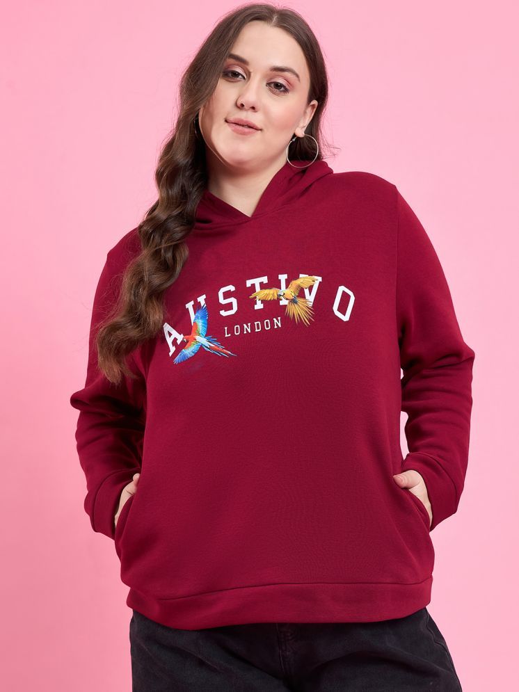     			AUSTIVO Fleece Women's Hooded Sweatshirt ( Maroon )