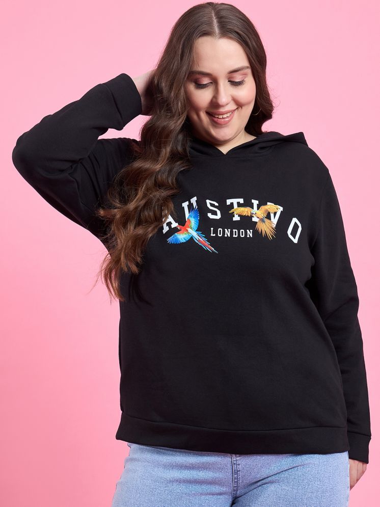     			AUSTIVO Fleece Women's Hooded Sweatshirt ( Black )