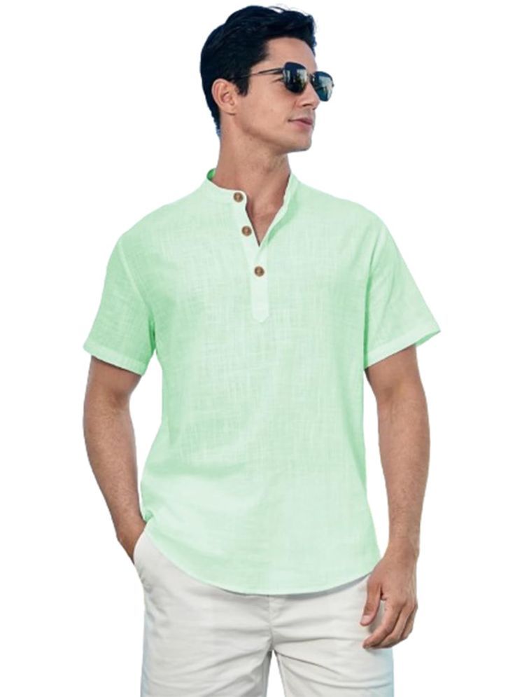     			Vida Loca Lime Green Cotton Blend Men's Shirt Style Kurta ( Pack of 1 )