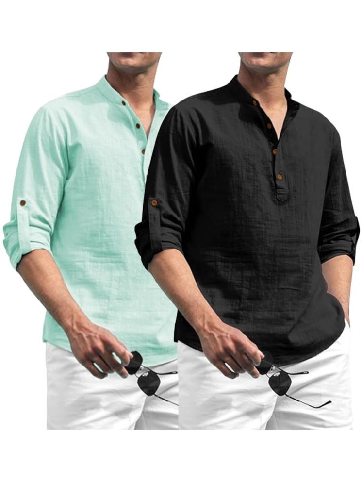     			Vida Loca Silver Cotton Blend Men's Shirt Style Kurta ( Pack of 2 )