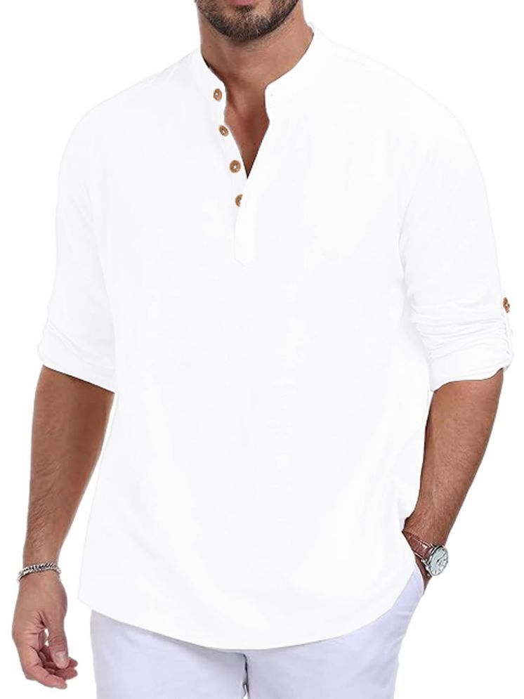     			Vida Loca White Cotton Blend Men's Shirt Style Kurta ( Pack of 1 )