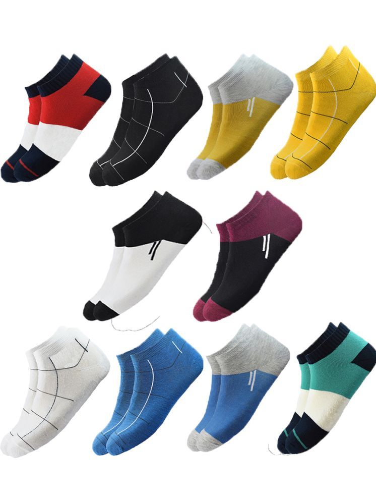     			hicode Blended Men's Colorblock Multicolor Ankle Length Socks ( Pack of 10 )