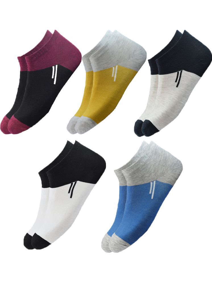     			hicode Blended Men's Colorblock Multicolor Ankle Length Socks ( Pack of 5 )