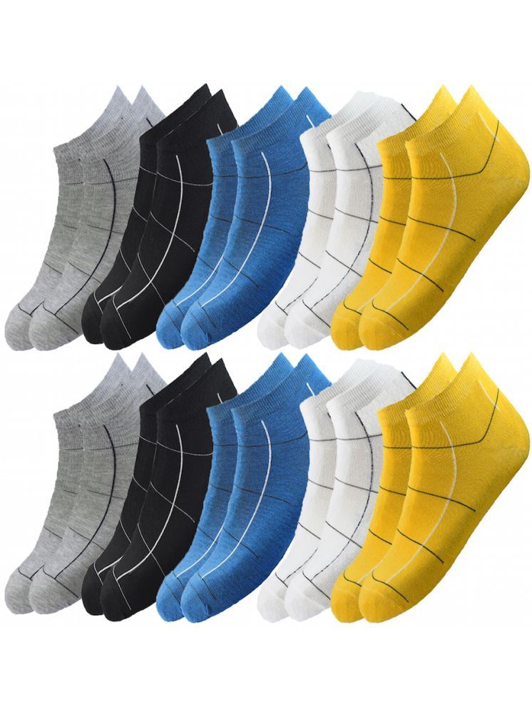     			hicode Blended Men's Striped Multicolor Ankle Length Socks ( Pack of 10 )