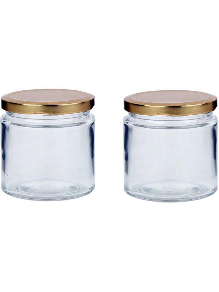     			1st Time Glass Container Jar Glass Transparent Cookie Container ( Set of 2 )