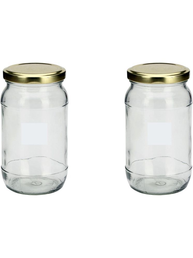     			1st Time Glass Container Jar Glass Transparent Cookie Container ( Set of 2 )