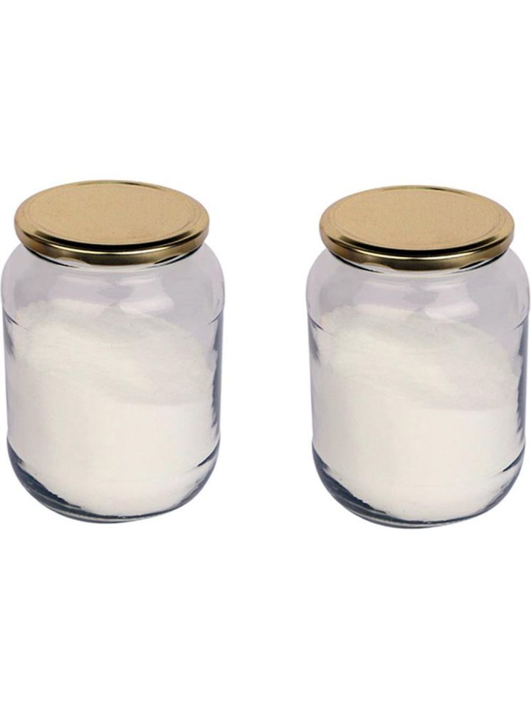     			1st Time Glass Container Jar Glass Transparent Cookie Container ( Set of 2 )