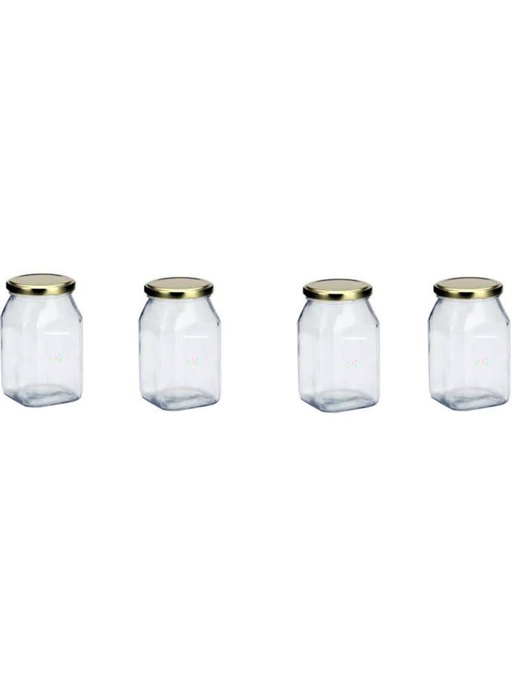     			1st Time Glass Container Jar Glass Transparent Cookie Container ( Set of 4 )