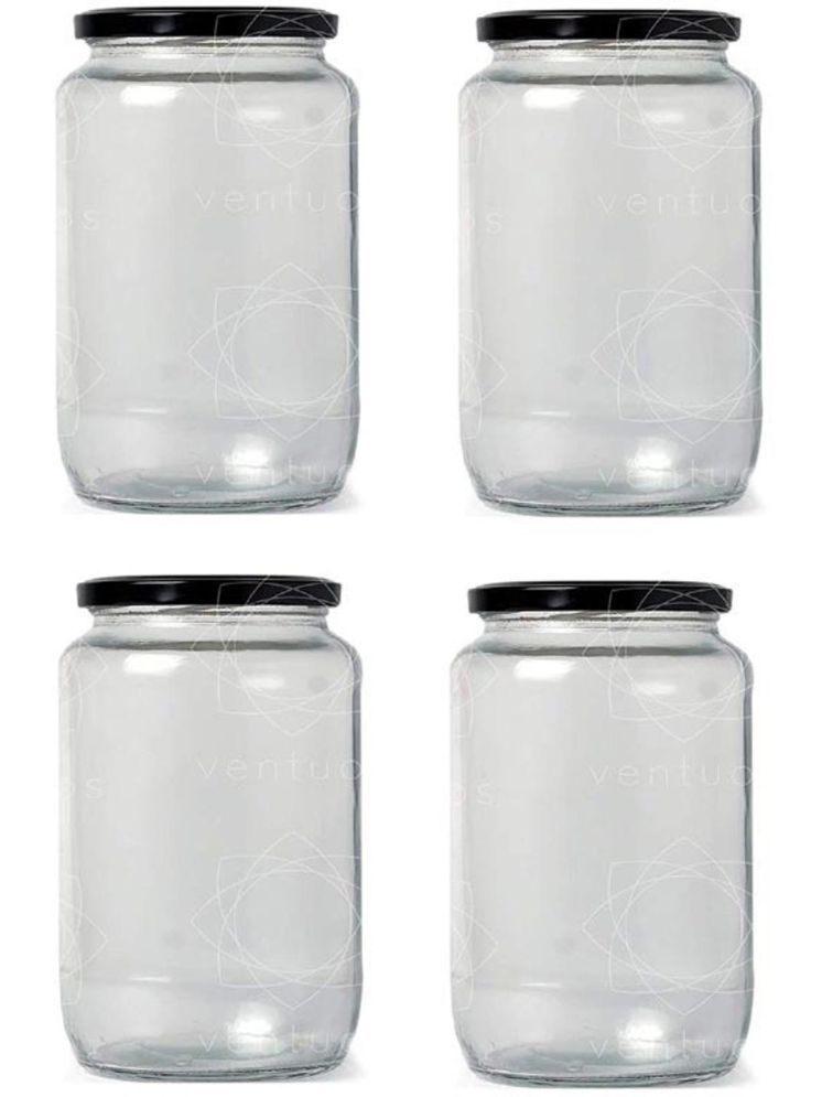     			1st Time Glass Container Jar Glass Transparent Cookie Container ( Set of 4 )