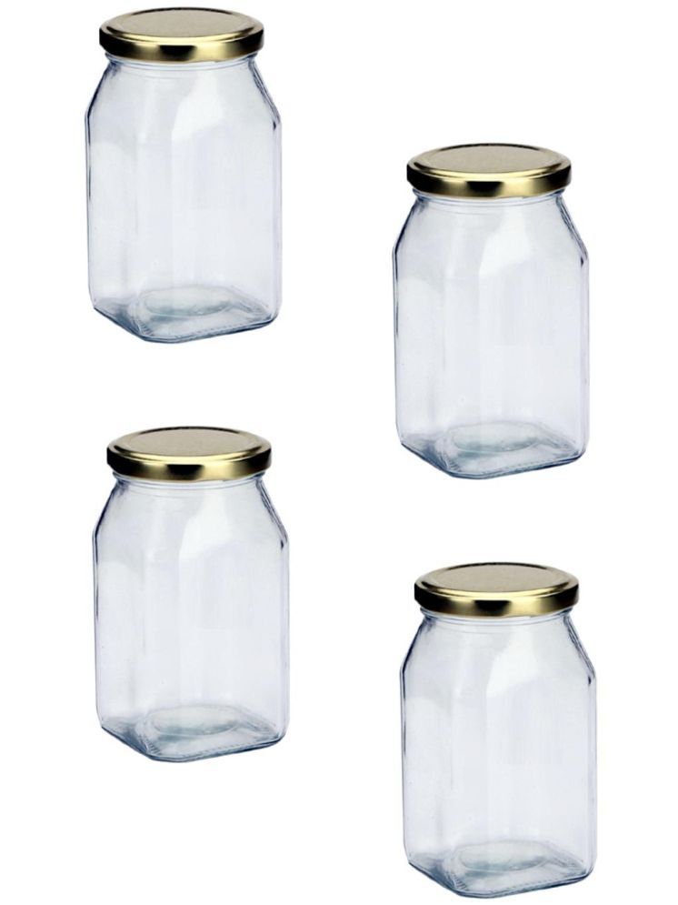     			1st Time Glass Container Jar Glass Transparent Cookie Container ( Set of 4 )