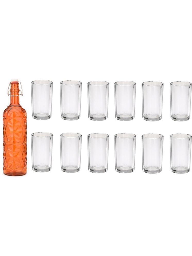     			1st Time Glass Serving Set with Bottle Orange Glass Fridge Water Bottle 150 mL ( Set of 13 )