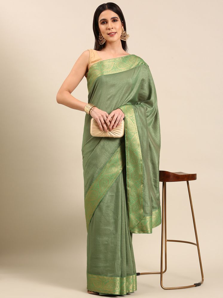     			Aishwarya Art Silk Embellished Saree With Blouse Piece - Green ( Pack of 1 )