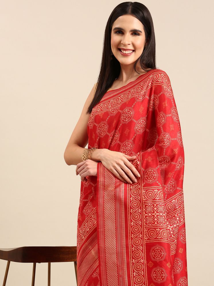     			Aishwarya Art Silk Printed Saree With Blouse Piece - Red ( Pack of 1 )