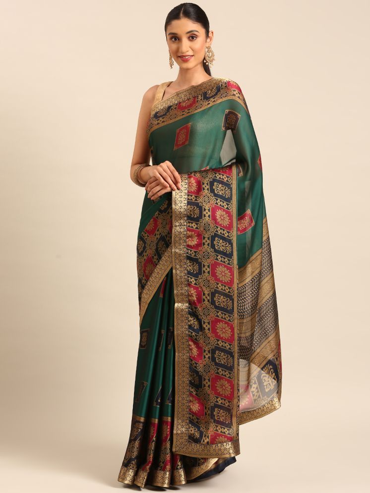     			Aishwarya Art Silk Printed Saree With Blouse Piece - Light Green ( Pack of 1 )