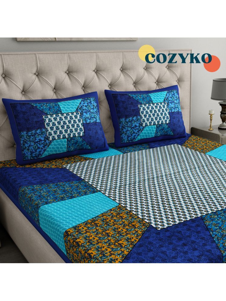     			COZYKO Cotton Ethnic 1 Double with 2 Pillow Covers - Multicolor