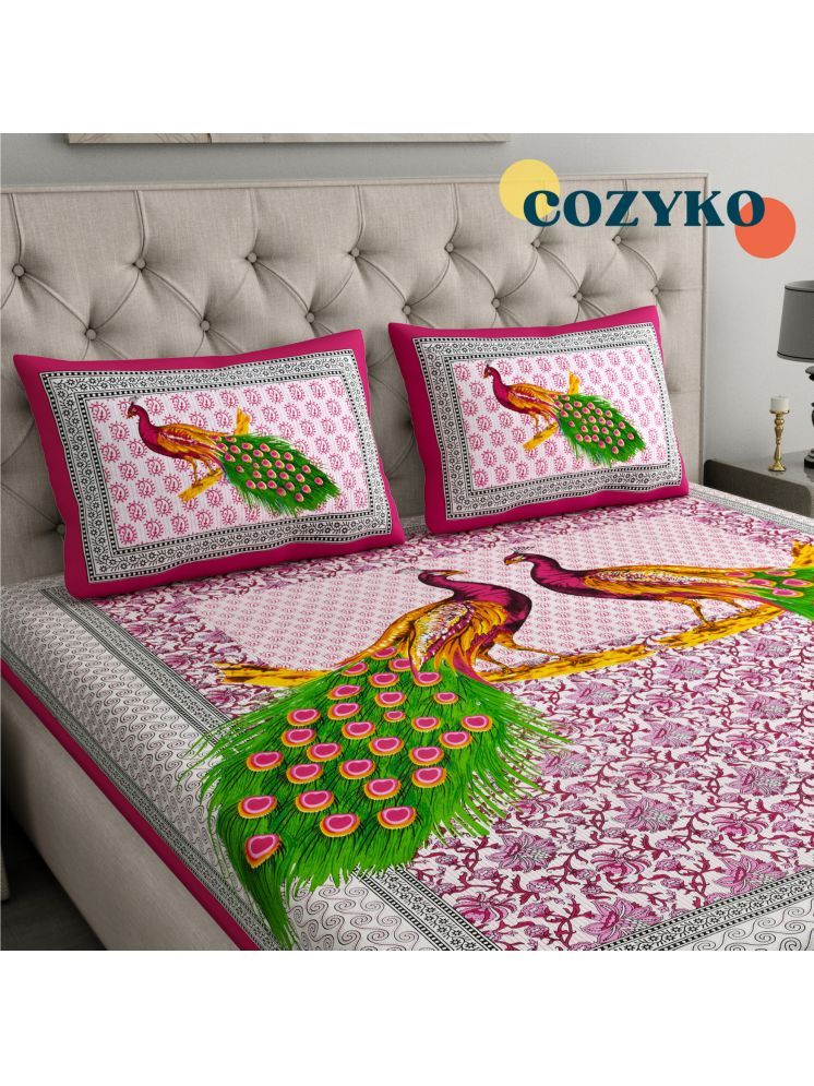     			COZYKO Cotton Ethnic 1 Double with 2 Pillow Covers - Multicolor