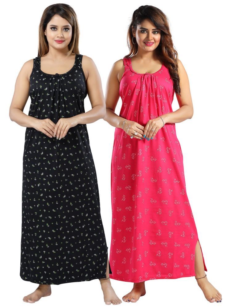     			Cinco Multicolor Cotton Blend Women's Nightwear Nighty & Night Gowns ( Pack of 2 )