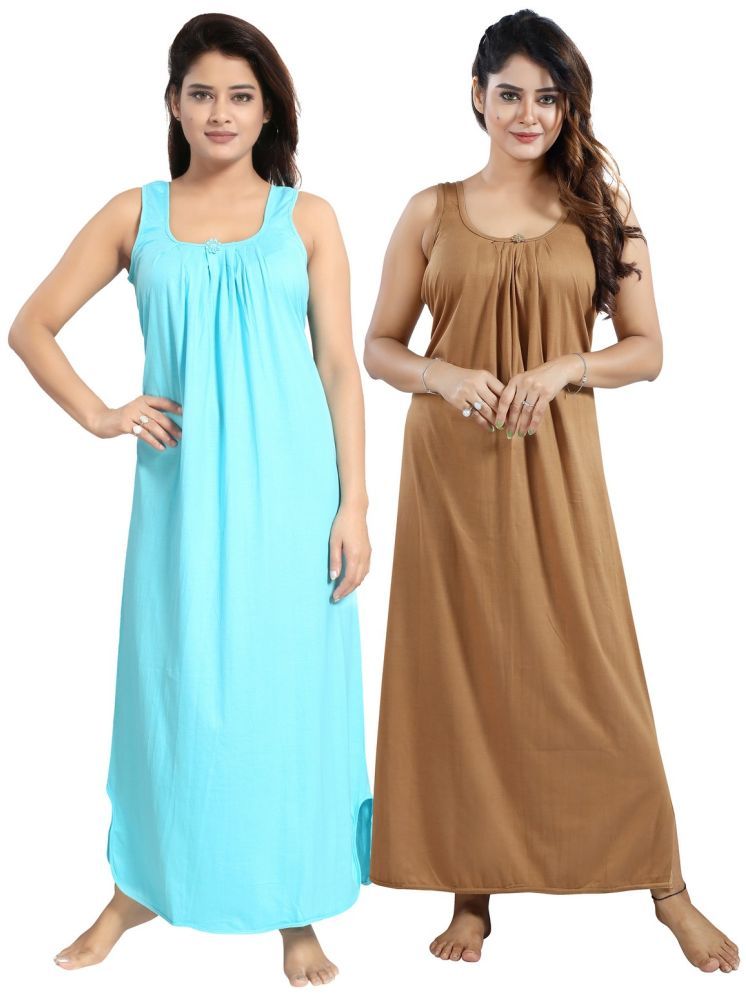     			Cinco Multicolor Cotton Blend Women's Nightwear Nighty & Night Gowns ( Pack of 2 )