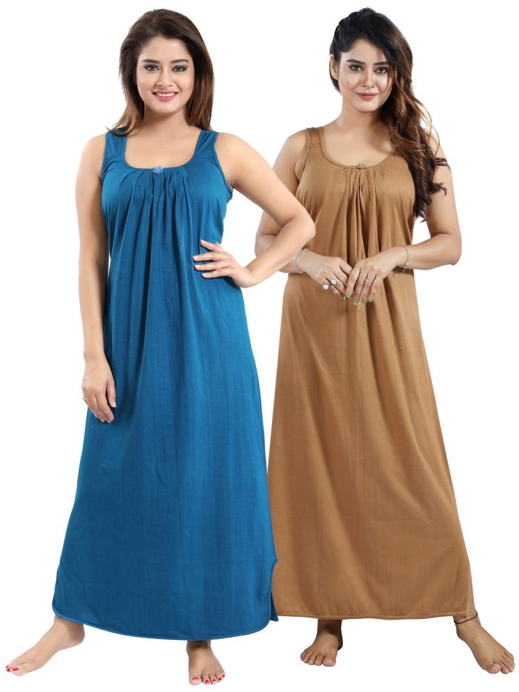     			Cinco Multicolor Cotton Blend Women's Nightwear Nighty & Night Gowns ( Pack of 2 )