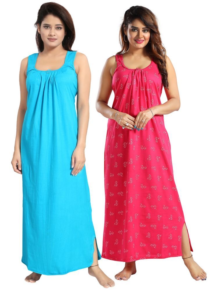     			Cinco Multicolor Cotton Blend Women's Nightwear Nighty & Night Gowns ( Pack of 2 )