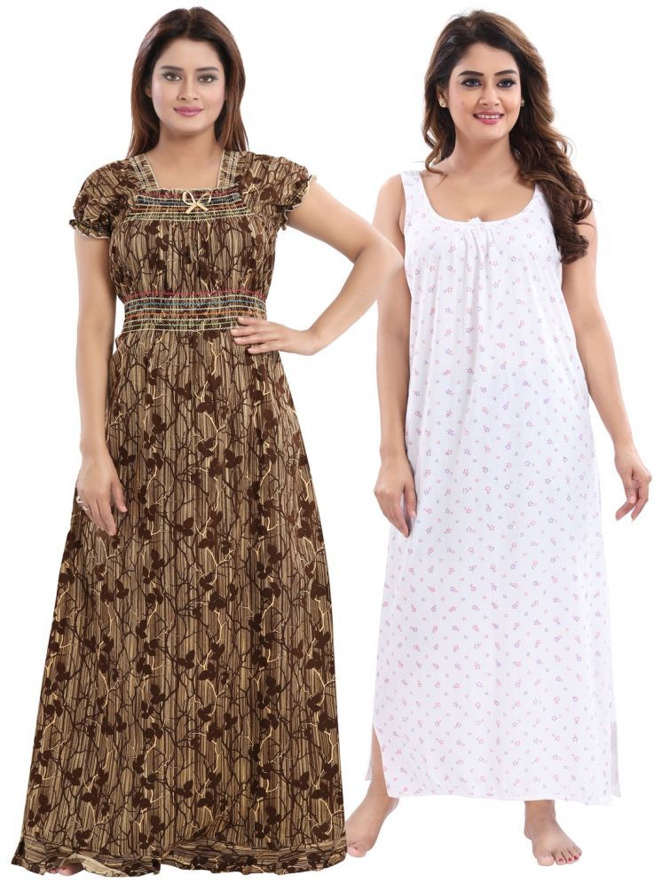     			Cinco Multicolor Cotton Blend Women's Nightwear Nighty & Night Gowns ( Pack of 2 )