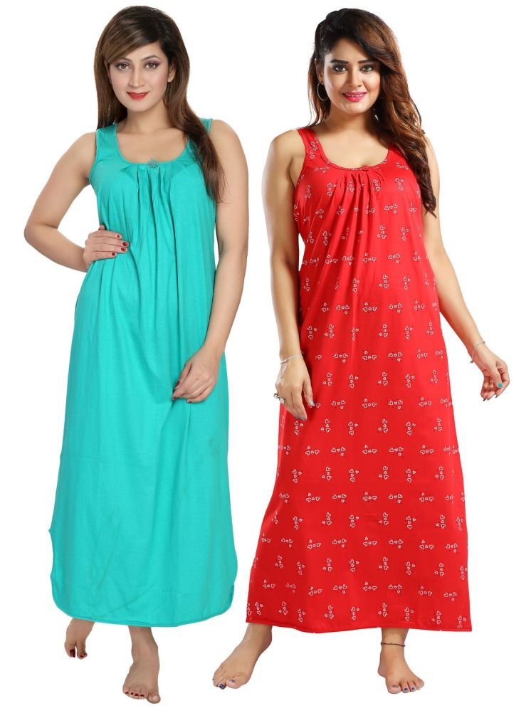     			Cinco Multicolor Cotton Blend Women's Nightwear Nighty & Night Gowns ( Pack of 2 )