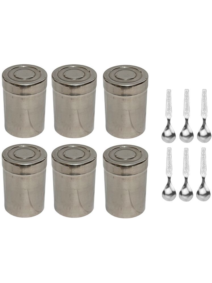     			Dynore 6 Dabbi 6 Spoons Steel Silver Utility Container ( Set of 12 )