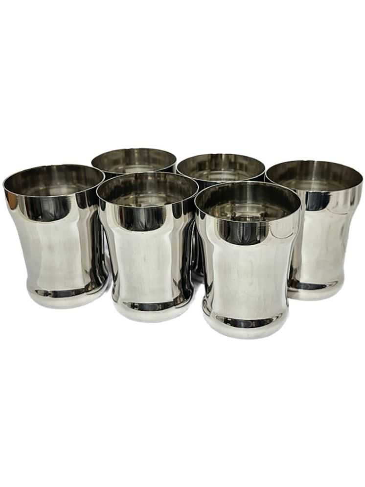     			Dynore 6 Pcs Glass Set Steel Plain Water Glass 300 ml ( Pack of 6 ) Silver