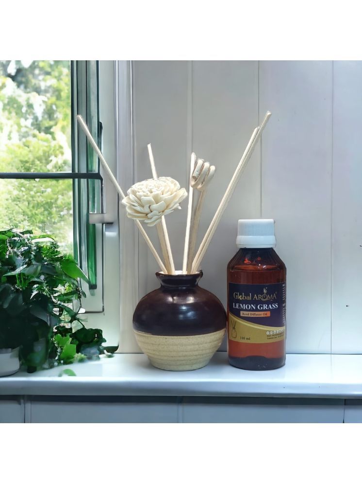     			GLOBAL AROMA Lemongrass Fragrance Ceramic Pot Reed Diffusers Set 100ML