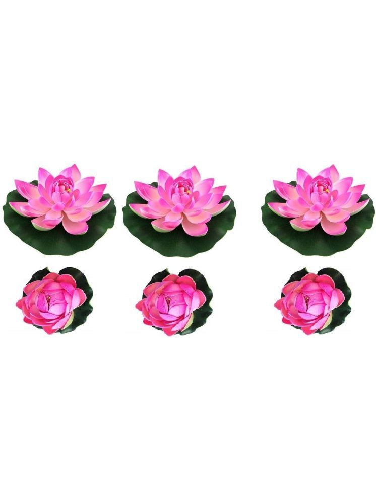     			Green plant indoor - Pink Lotus Artificial Floating Flower ( Pack of 6 )