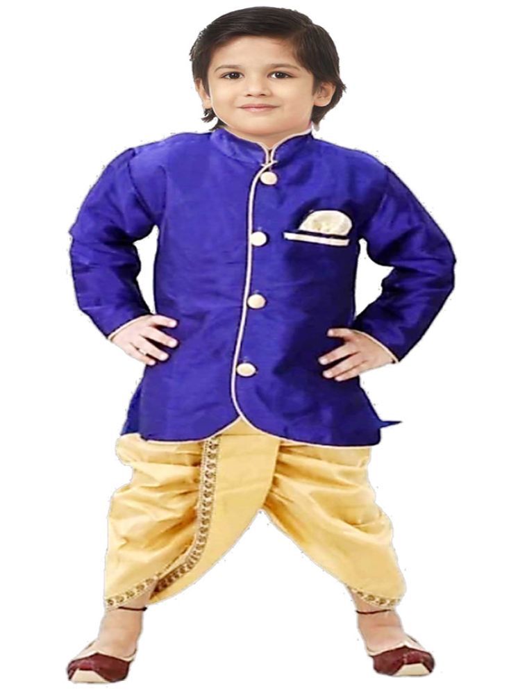     			JCT DRESSES Blue Cotton Blend Boys Dhoti Kurta Set - Pack of 1