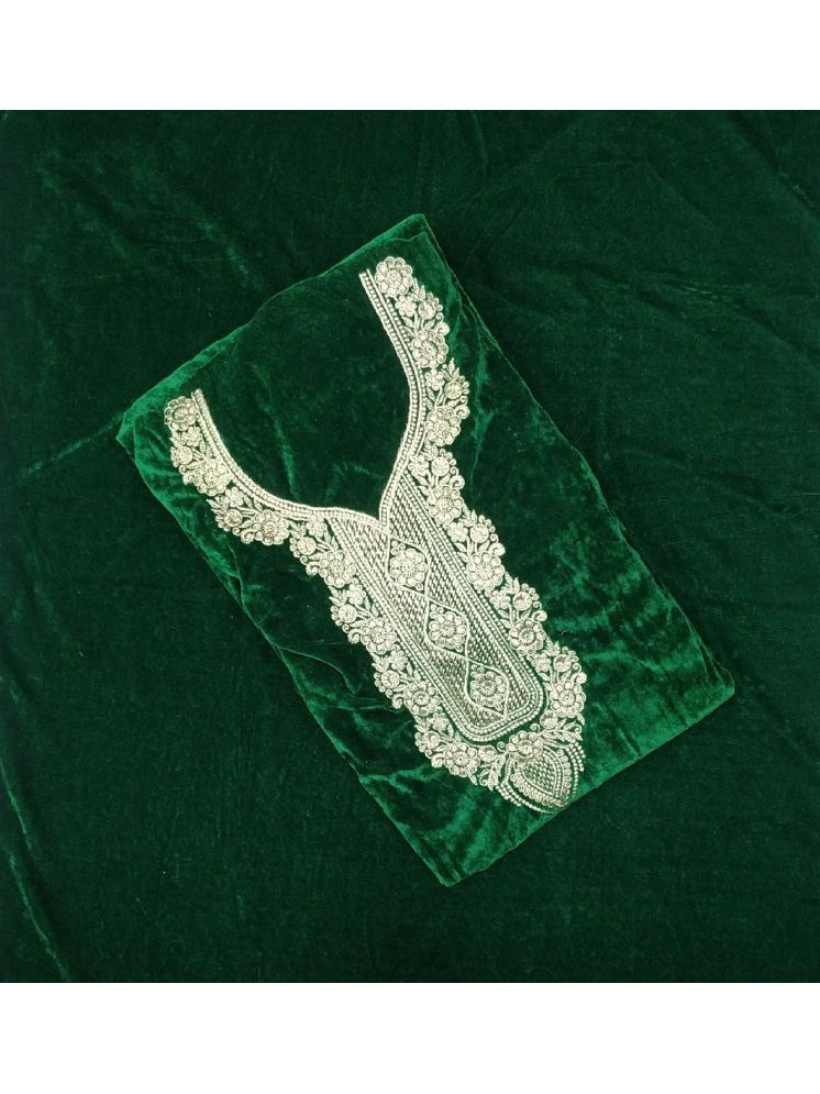     			KASHMIRI Unstitched Velvet Embroidered Dress Material - Green ( Pack of 1 )