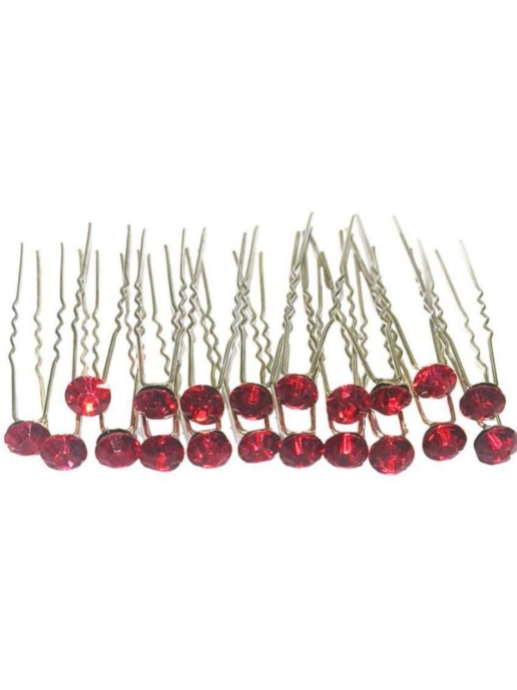     			La Belleza Red Women's Hair Pin ( Pack of 12 )