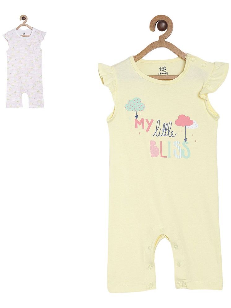     			MINI KLUB Multi Color Cotton Rompers For Baby Girl ( Pack of 2 )