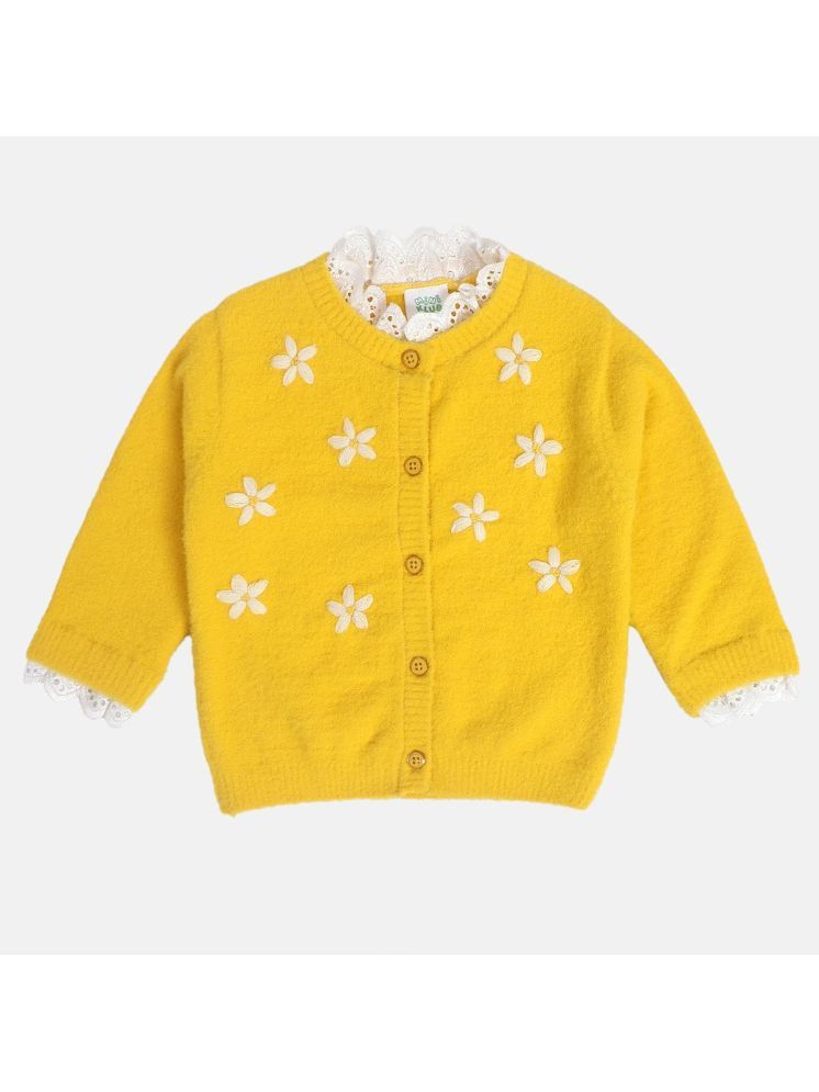     			Miniklub Baby Girls Round Neck Full Sleeve Knit Sweater (Yellow Color)