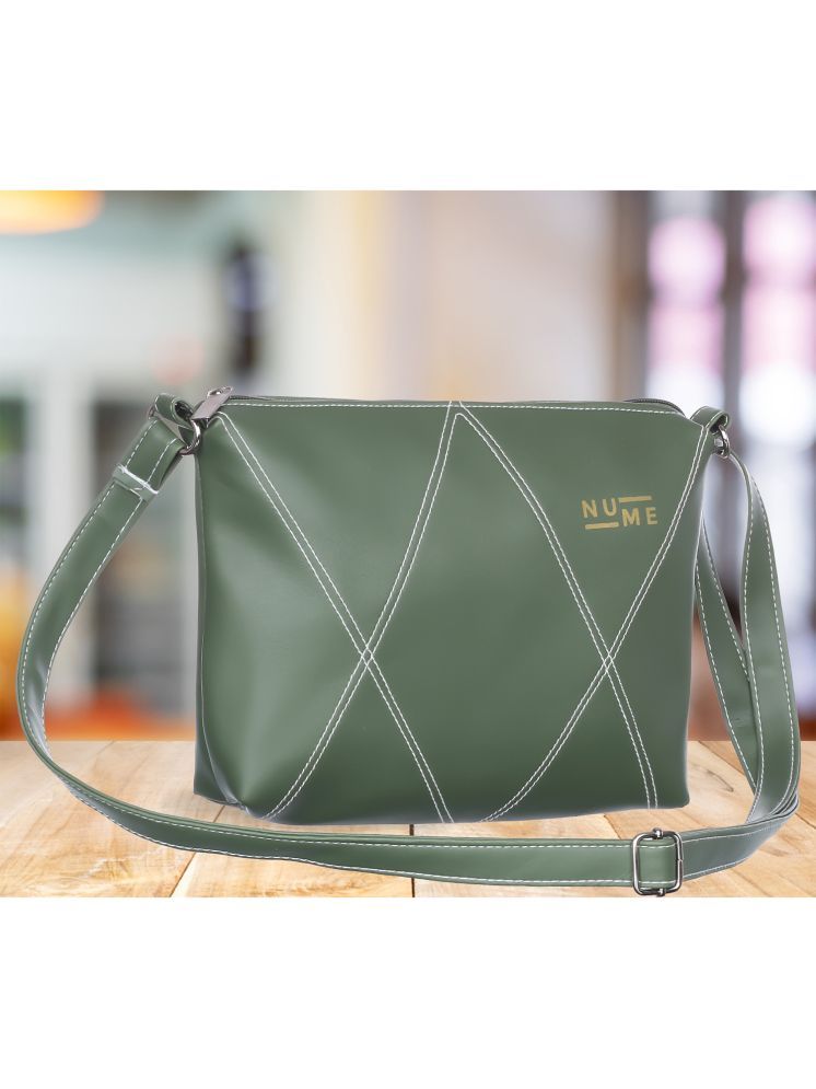     			NuMe Green PU Sling Bag